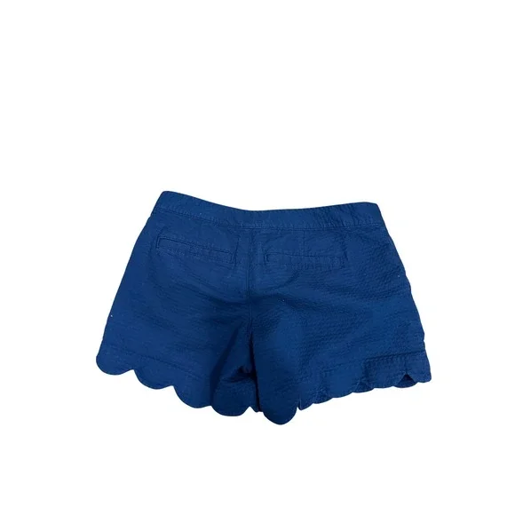 Lilly Pulitzer Buttercup Scallop Hem Shorts Size 2 Navy Preppy Coastal Summer - Picture 2 of 3